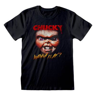 Childs Play - Chucky Face (Unisex Black T-Shirt)  black