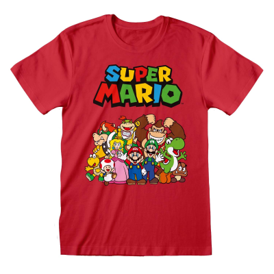 Nintendo Super Mario - Main Character Group (Unisex Red T-Shirt)  red