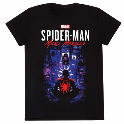 ** Marvel Spider-Man Miles Morales VideoGame - City Overwatch (Unisex Black T-Shirt)  ** black