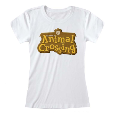 ** Nintendo Animal Crossing - 3D Logo (Womens White Fitted T-Shirt)  ** White