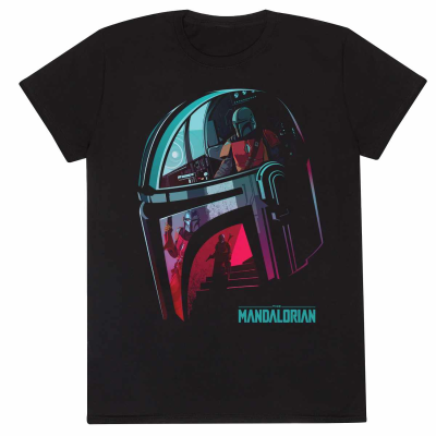 ** Star Wars: Mandalorian - Helmet Reflection (Unisex Black T-Shirt)  ** black