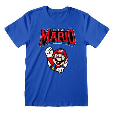 ** Nintendo Super Mario - Mario Varsity (Unisex Blue T-Shirt)  ** blue