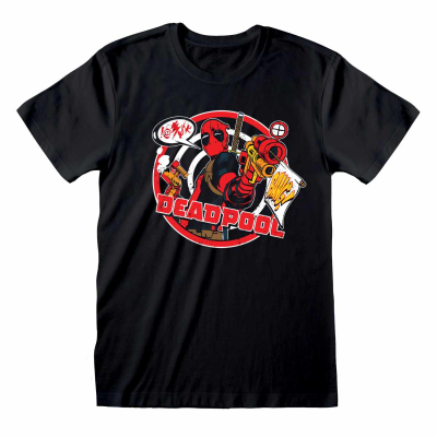 ** Marvel Comics Deadpool - Badge (Unisex Black T-Shirt)  ** black