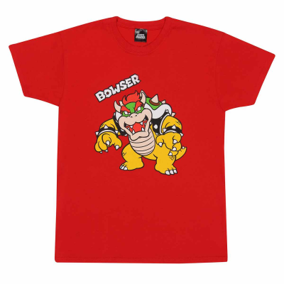 ** Nintendo Super Mario - Bowser (Unisex Red T-Shirt) 9-11 Years ** red