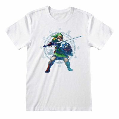 ** Nintendo Legend Of Zelda - Skyward Sword Pose (Unisex White T-Shirt)  ** White