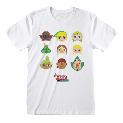 ** Nintendo Legend Of Zelda - Wind Waker Faces (Unisex White T-Shirt)  ** White