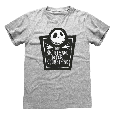 ** Nightmare Before Christmas - Box Logo (Unisex Heather Grey T-Shirt)  ** Heather Grey