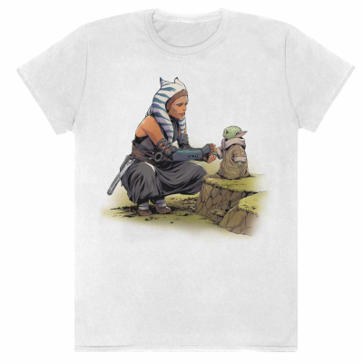 ** Star Wars: Mandalorian - Ashoka Grogu (Unisex White T-Shirt)  ** White