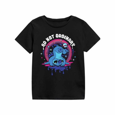 Disney Lilo And Stitch - So Not Ordinary (Unisex Kids Black T-Shirt) 5-6 Years black