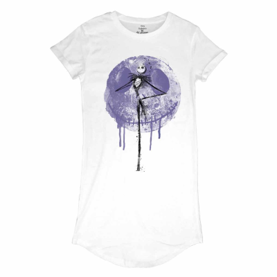 ** Nightmare Before Christmas - Moon Drip (Womens White T-Shirt Dress)  ** White