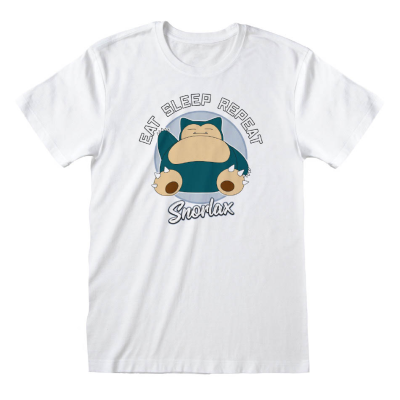 ** Pokemon - Snorlax Eat Sleep Repeat (Unisex White T-Shirt)  ** White