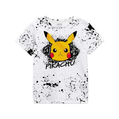 Pokemon - Pikachu Splat (Unisex White T-Shirt) 3-4 Years weiß