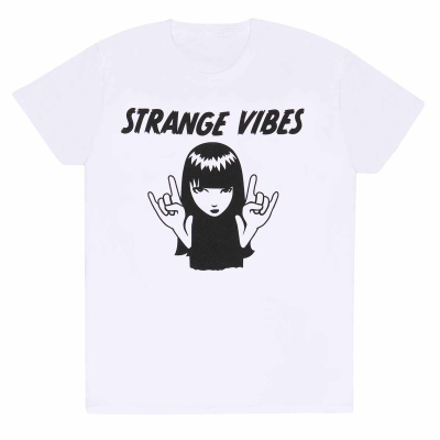 ** Emily The Strange - Strange Vibes (Unisex White T-Shirt)  ** White