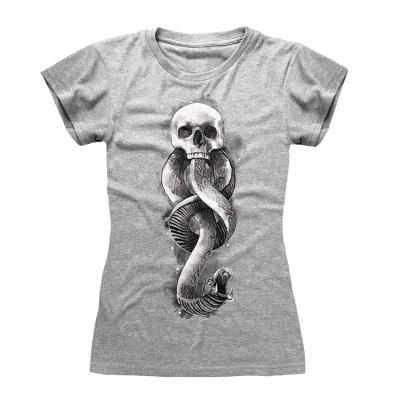 ** Harry Potter - Dark Arts Snake (Womens Heather Grey Fitted T-Shirt)  ** Heather Grey