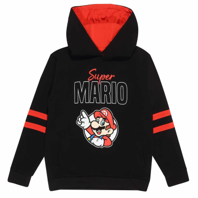 ** Nintendo Super Mario - Circle Pose (Unisex Black/Red Pullover Hoodie) 3-4 Years ** black red