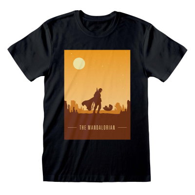 ** Star Wars: Mandalorian - Retro Poster (Unisex Black T-Shirt)  ** black