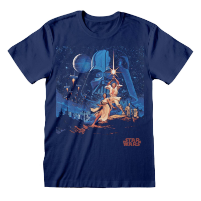 Star Wars - New Hope Vintage Poster (Unisex Navy T-Shirt)  Marine