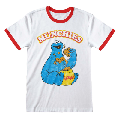 ** Sesame Street - Munchies (Unisex White Raglan T-Shirt)  ** White