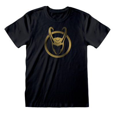 ** Marvel Loki - Icon Gold Ink (Unisex Black T-Shirt)  ** black