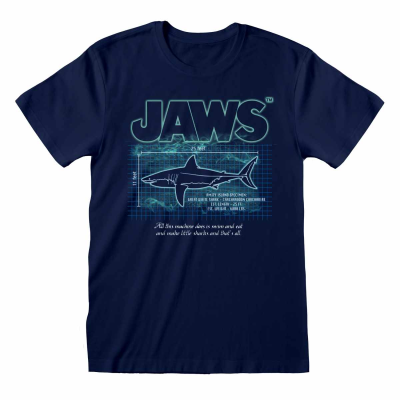 ** Jaws - Great White Info (Unisex Navy T-Shirt)  ** Marine