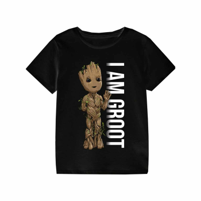 Marvel Studios I Am Groot - Profile (Kids Unisex Black T-Shirt) 9-11 Years Schwarz