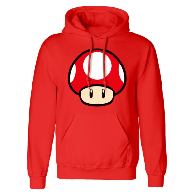 ** Nintendo Super Mario - Power Up Mushroom (Unisex Red Pullover Hoodie)  ** red