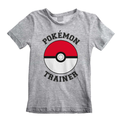 ** Pokemon - Trainer (Unisex Heather Grey T-Shirt) 5-6 Years ** Heather Grey