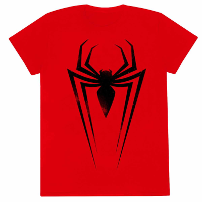 Marvel Comics Spider-Man - Black Spider Symbol (Unisex Red T-Shirt)  red