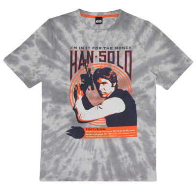 ** Star Wars Classic - Han Solo (Unisex Grey Tie Dye Unisex T-Shirt)  ** Degree