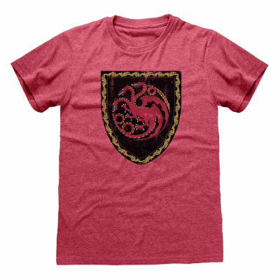 ** House Of The Dragon - Targaryen Crest (Unisex Vintage Heather Red T-Shirt)  ** Vintage Heather Red