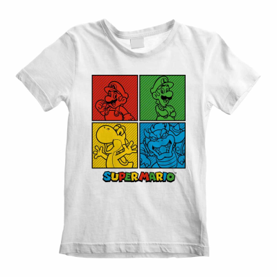 ** Nintendo Super Mario - Squares (Unisex White T-Shirt) 9-11 Years ** White