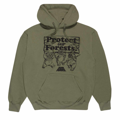 ** Star Wars - Protect Our Forests Green (Unisex Olive Contrast Pullover Hoodie)  ** Olive