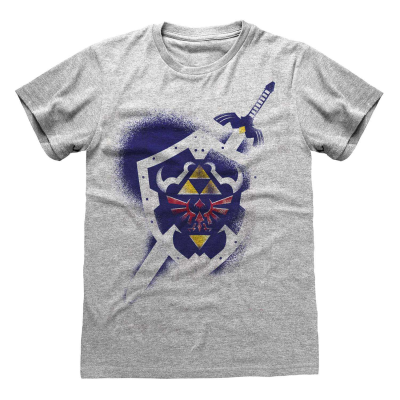 ** Nintendo Legend Of Zelda - Shield (Unisex Heather Grey T-Shirt)  ** Heather Grey