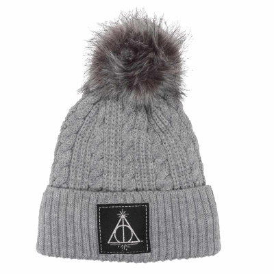 ** Harry Potter - Deathly Hallows (Unisex Grey Beanie Pom)  ** Degree