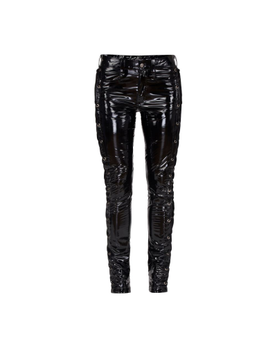 Lovesect Skinny Pants Laced Up Shiny PVC black