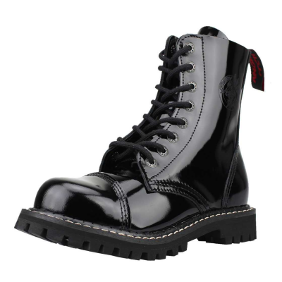 Angry Itch 08-Hole Boots Black Patent Leather Schwarz