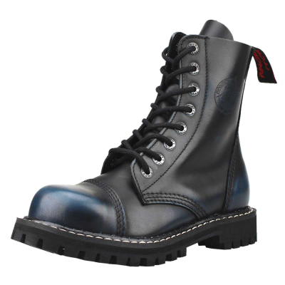 Angry Itch 08-Hole Boots Blue Rub-Off Leather Blau