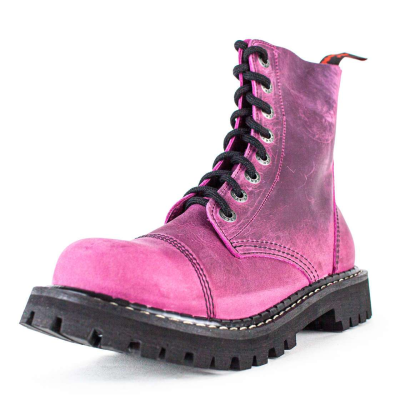 Angry Itch 08-Hole Boots Pink Vintage Leather Pink