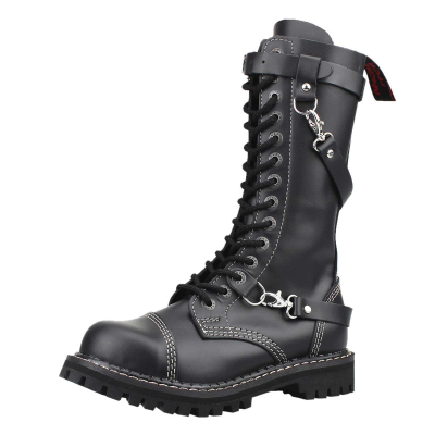 Angry Itch 14-Hole Boots 5-Buckle Black Leather black