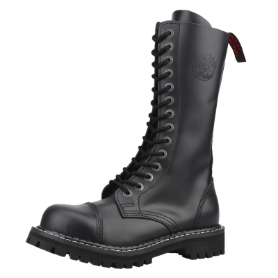 Angry Itch 14-Hole Boots Black Leather Schwarz