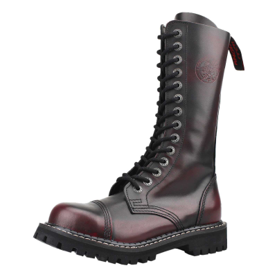 Angry Itch 14-Hole Boots Burgundy Rub-Off Leather Burgundy Red